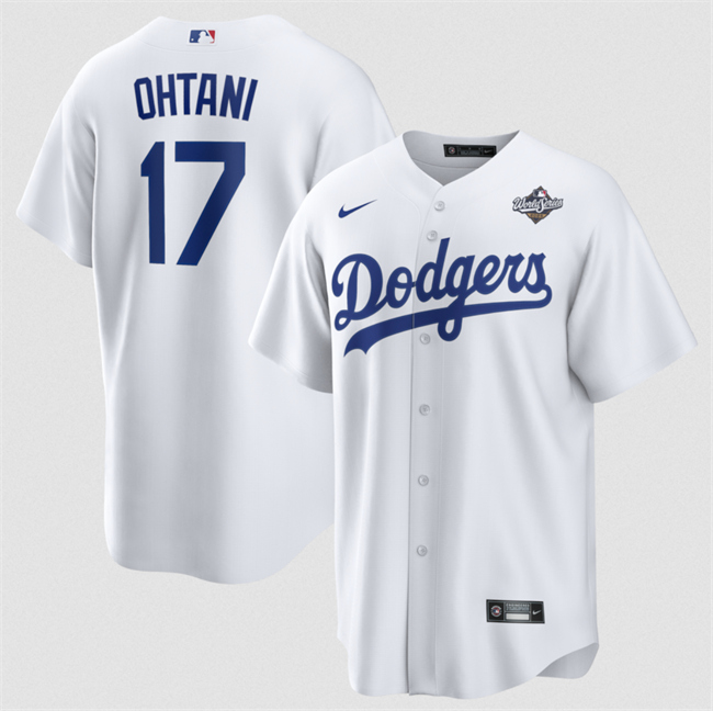 Men's White Los Angeles Dodgers #17 Shohei Ohtani 2025 World Series Home Cool Base Stitched Baseball Jersey